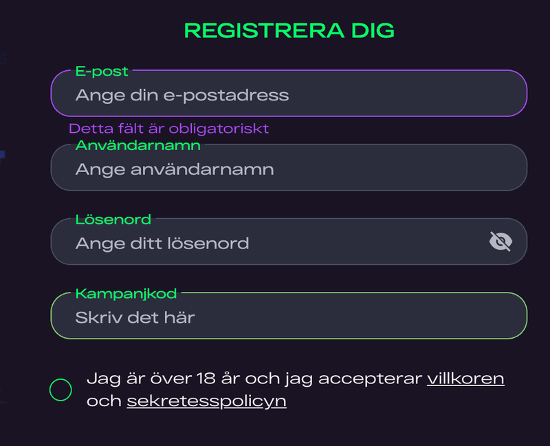 Registrering på casino utan BankID